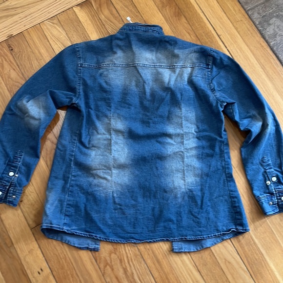 ROIWHQ Men’s Denim Chambray Snap Shirt XL - Picture 6 of 6